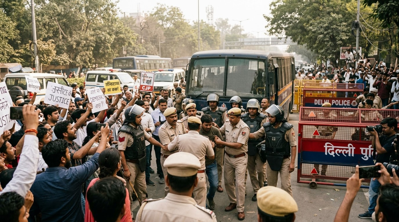 Delhi Protest Detentions Spark BJP-RSS Uniform Allegations