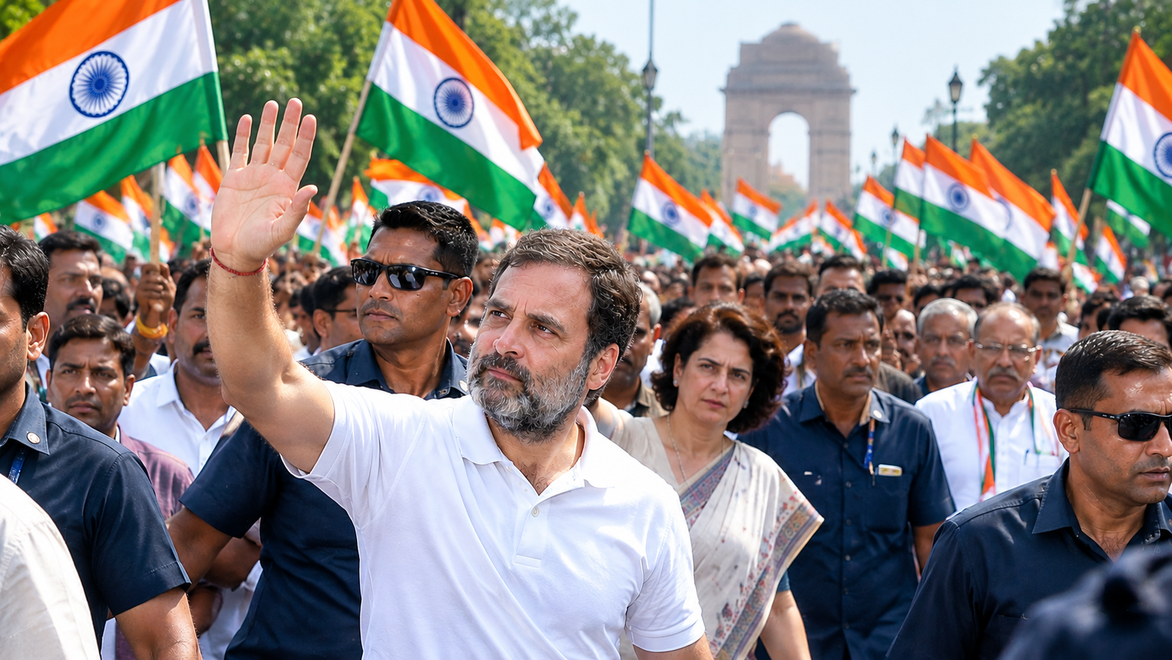 Rahul Gandhi Protest March Draws Crowd in Delhi